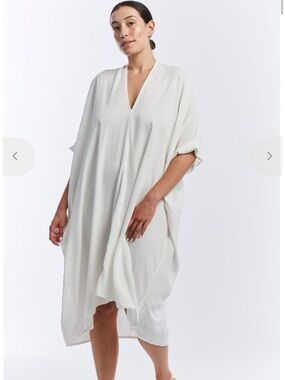 MIRANDA BENNETT STUDIO muse midi Rayon dress in natural White One size Lagenlook